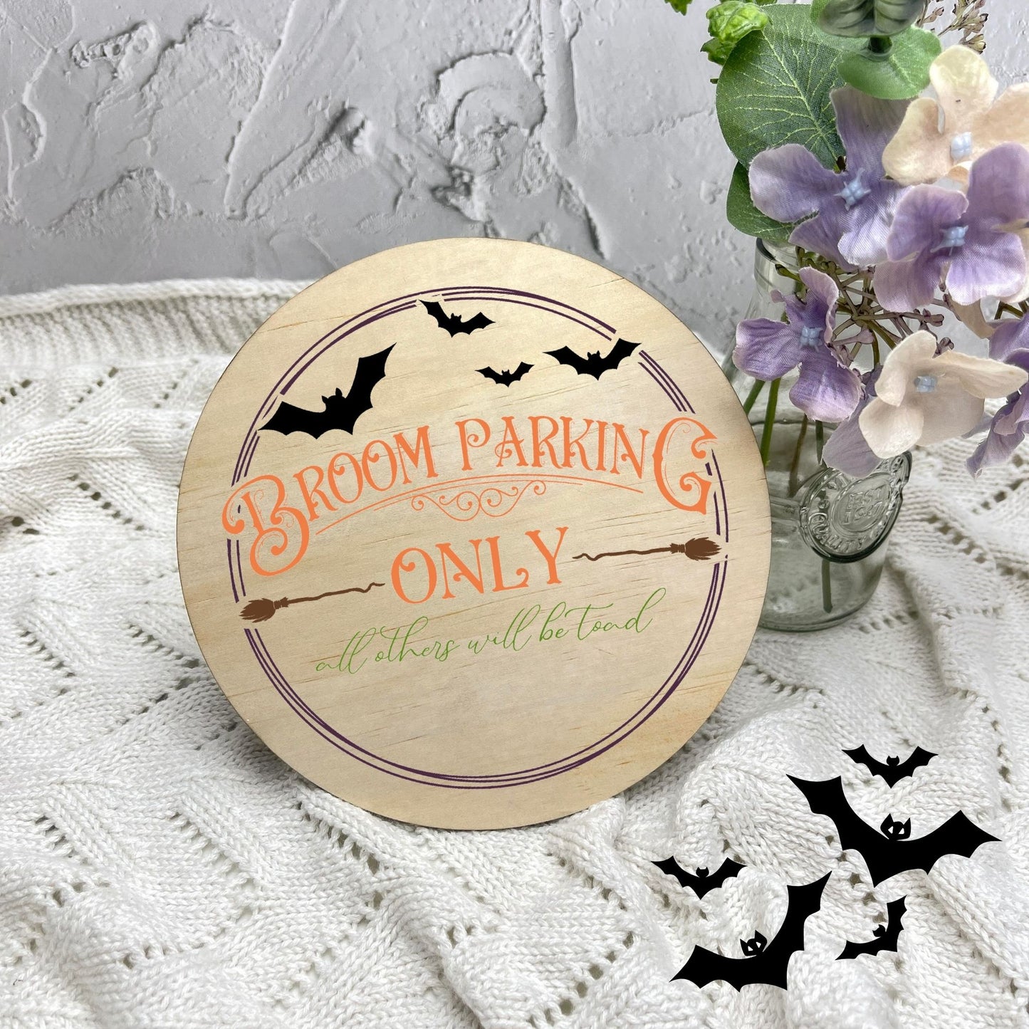 Broom parking only sign, Halloween Decor, Spooky Vibes, hocus pocus sign, trick or treat decor, haunted house h19