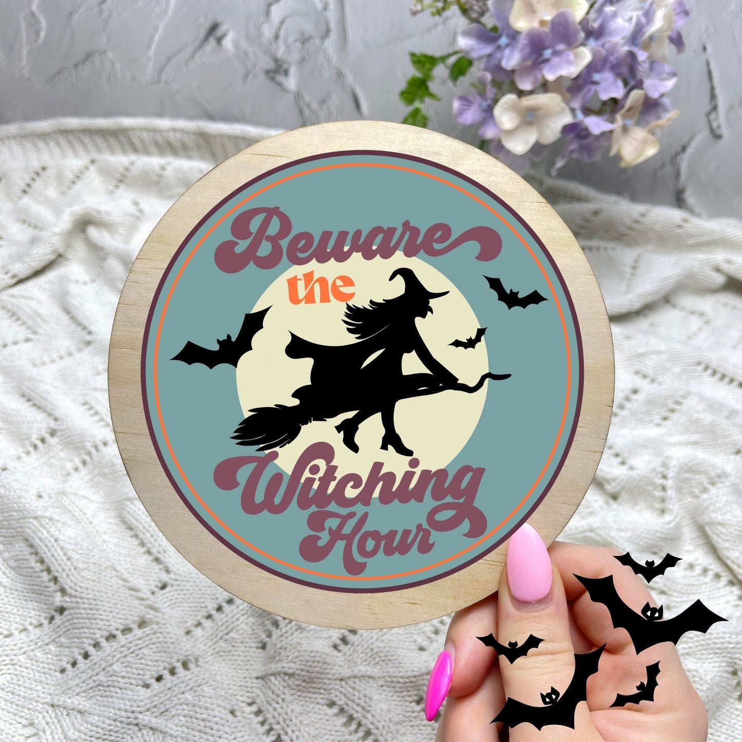 The witching hour sign, Halloween Decor, Spooky Vibes, hocus pocus sign, trick or treat decor, haunted house h21