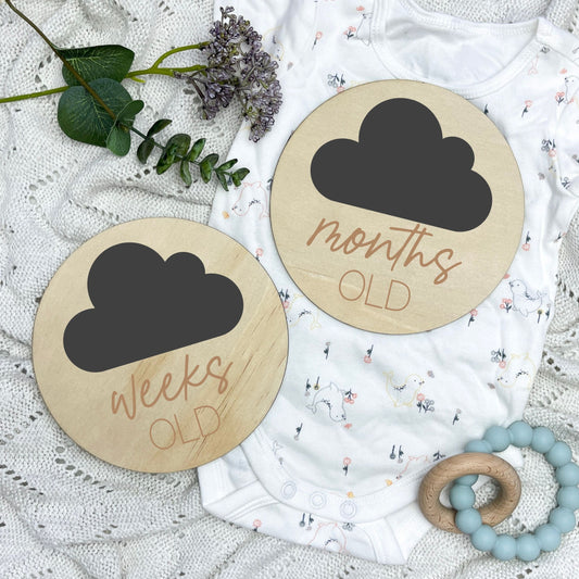 Cloudy Reusable milestone cards, fill in your own milestone card, baby shower gift, weeks old, months old, milestone cards