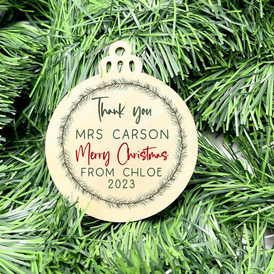 Personalised Teacher Bauble, Thank You Teacher Gift, Christmas Ornament for Teachers, End of Year Teacher Gift, Educator Appreciation Gift