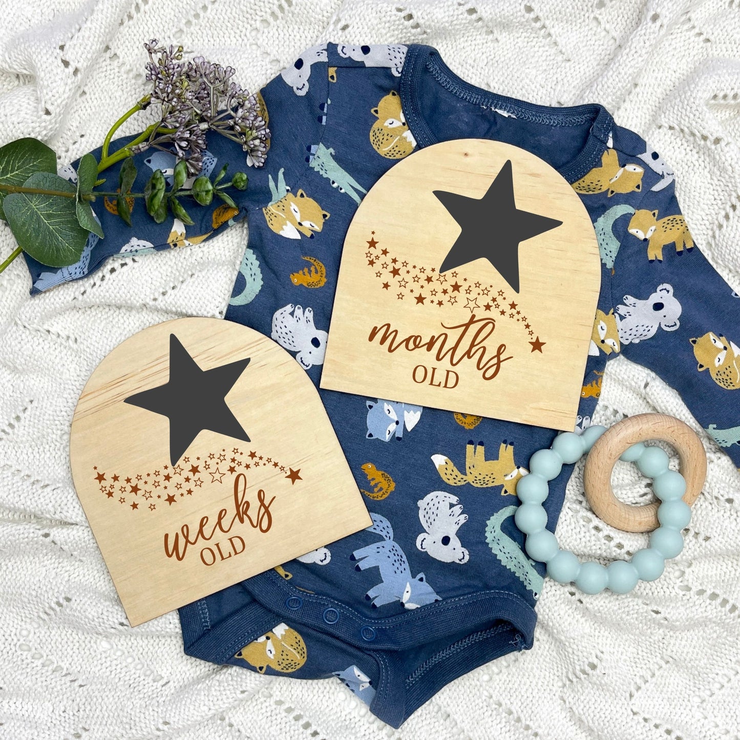 Starry Stars Reusable milestone cards, fill in your own milestone card, baby shower gift, weeks old, months old, milestone cards