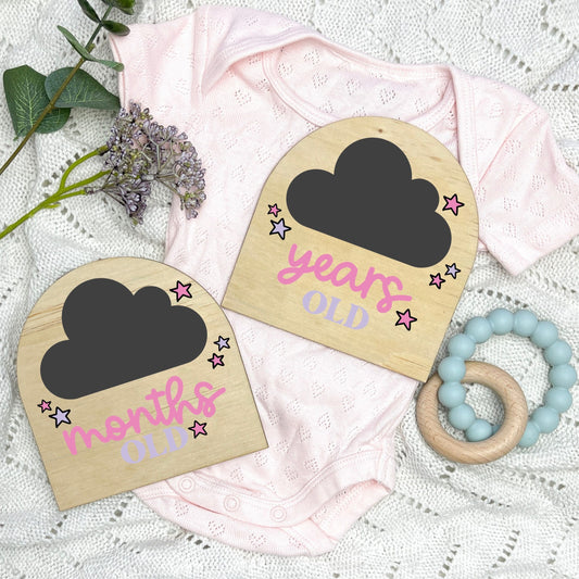 Stars and Clouds Reusable milestone cards, fill in your own milestone card, baby shower gift, weeks old, months old, milestone cards