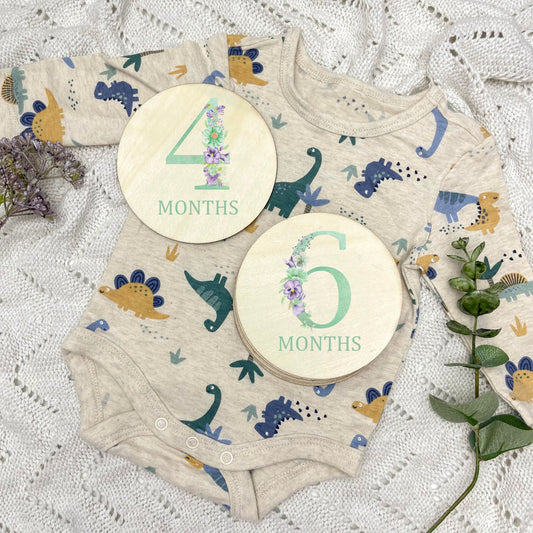Floral milestone cards, baby milestone discs, boho nursery, aesthetic nursery, beige nursery