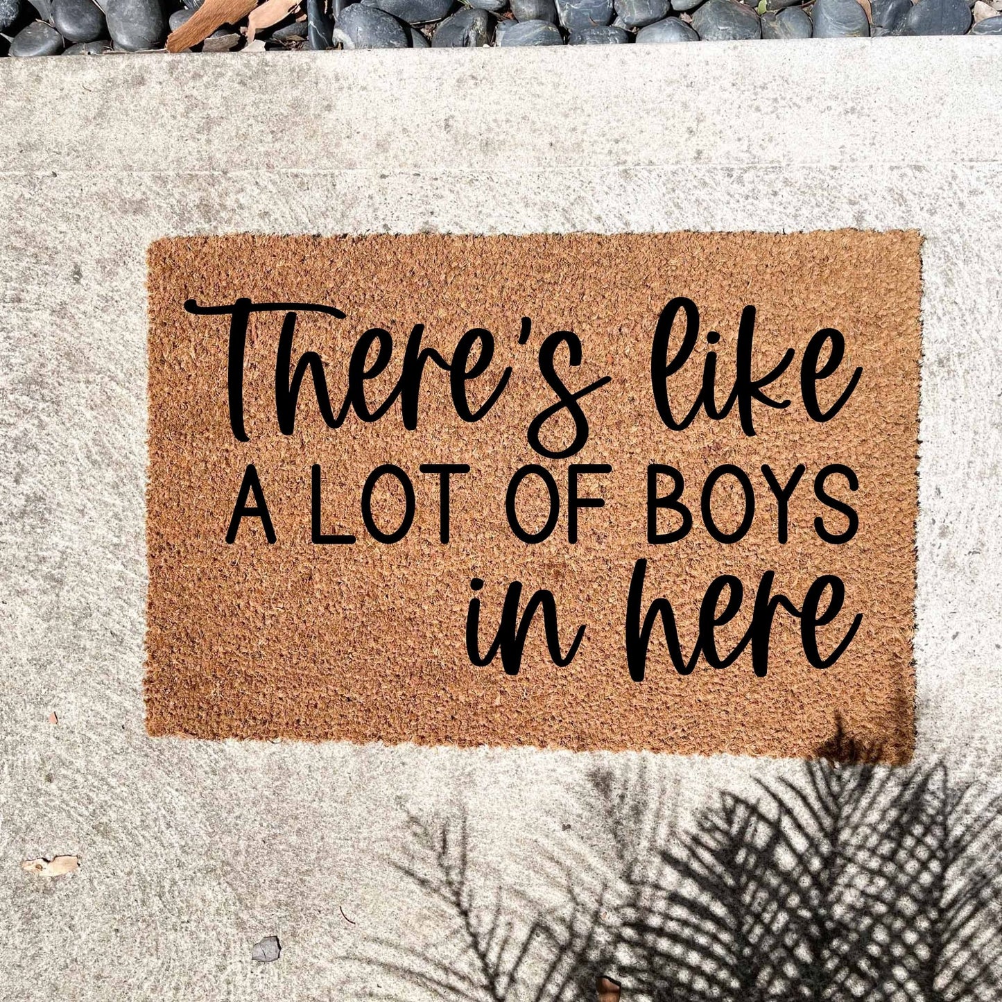 Lots of boys in here doormat, funny doormat, custom doormat, personalised doormat