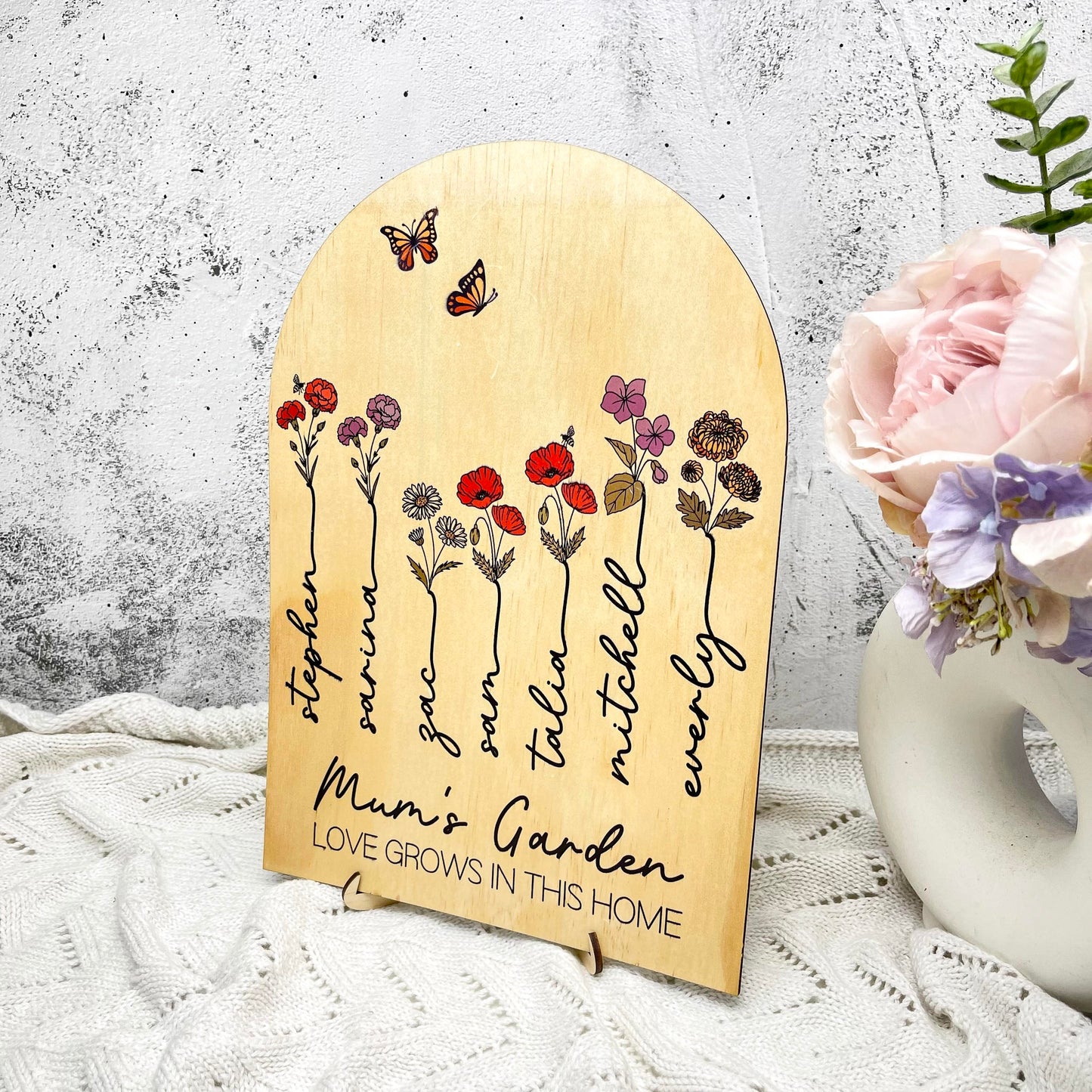 Mums garden, birth month sign, birth flower sign, grandparent gift