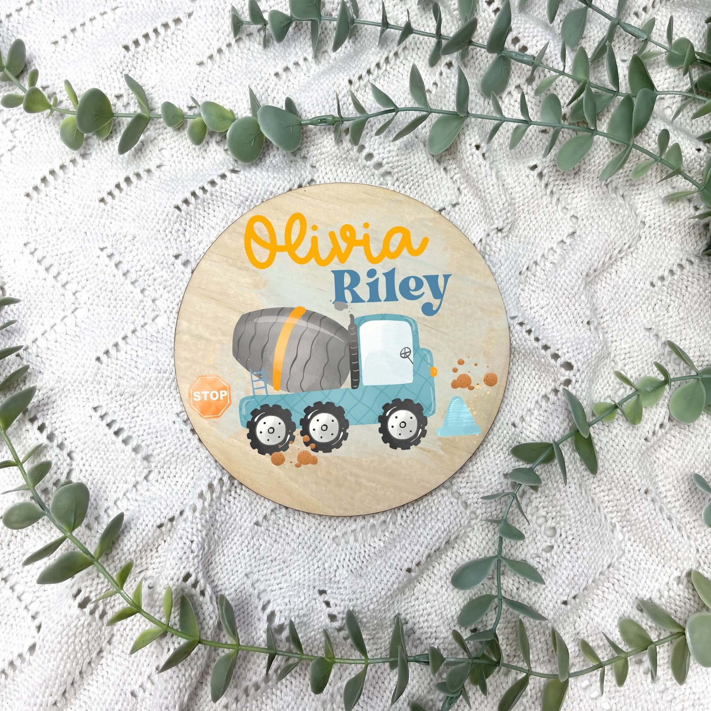 Construction newborn milestone discs, baby milestones, Construction nursery, crane theme, digger