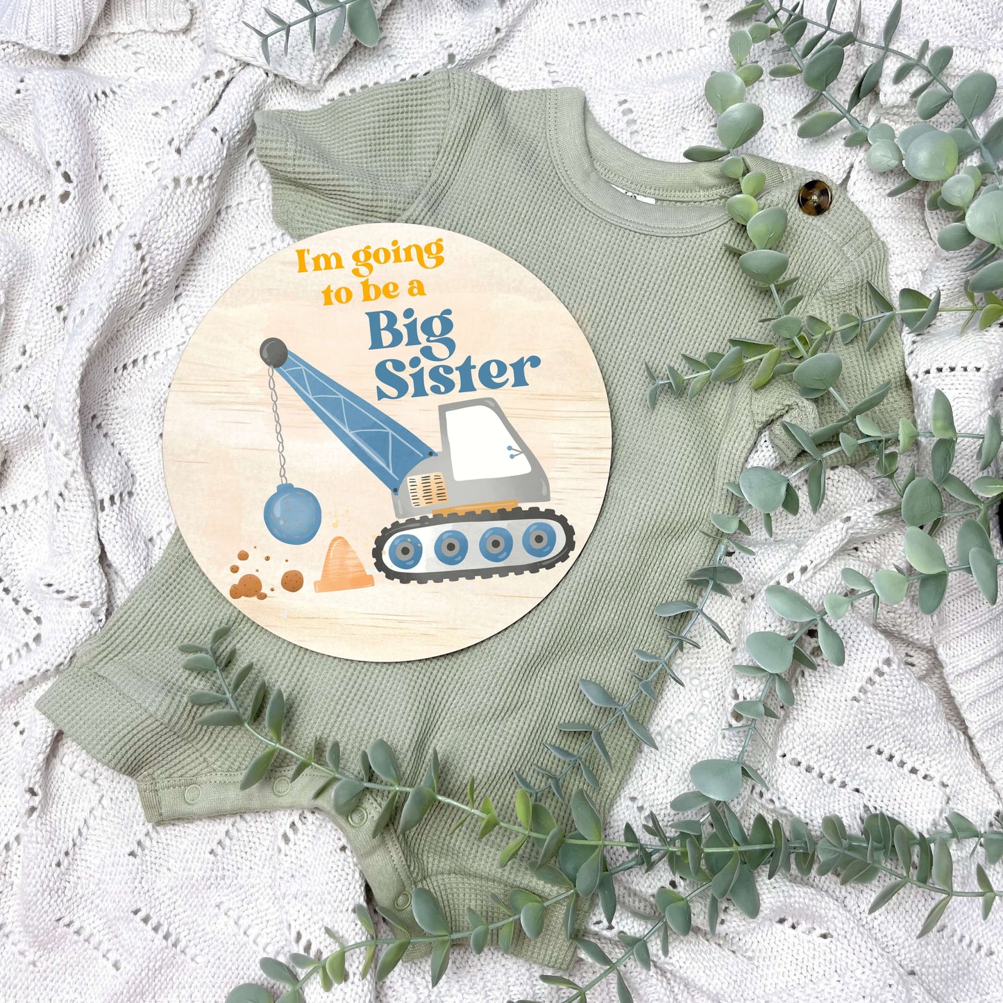 Construction newborn milestone discs, baby milestones, Construction nursery, crane theme, digger