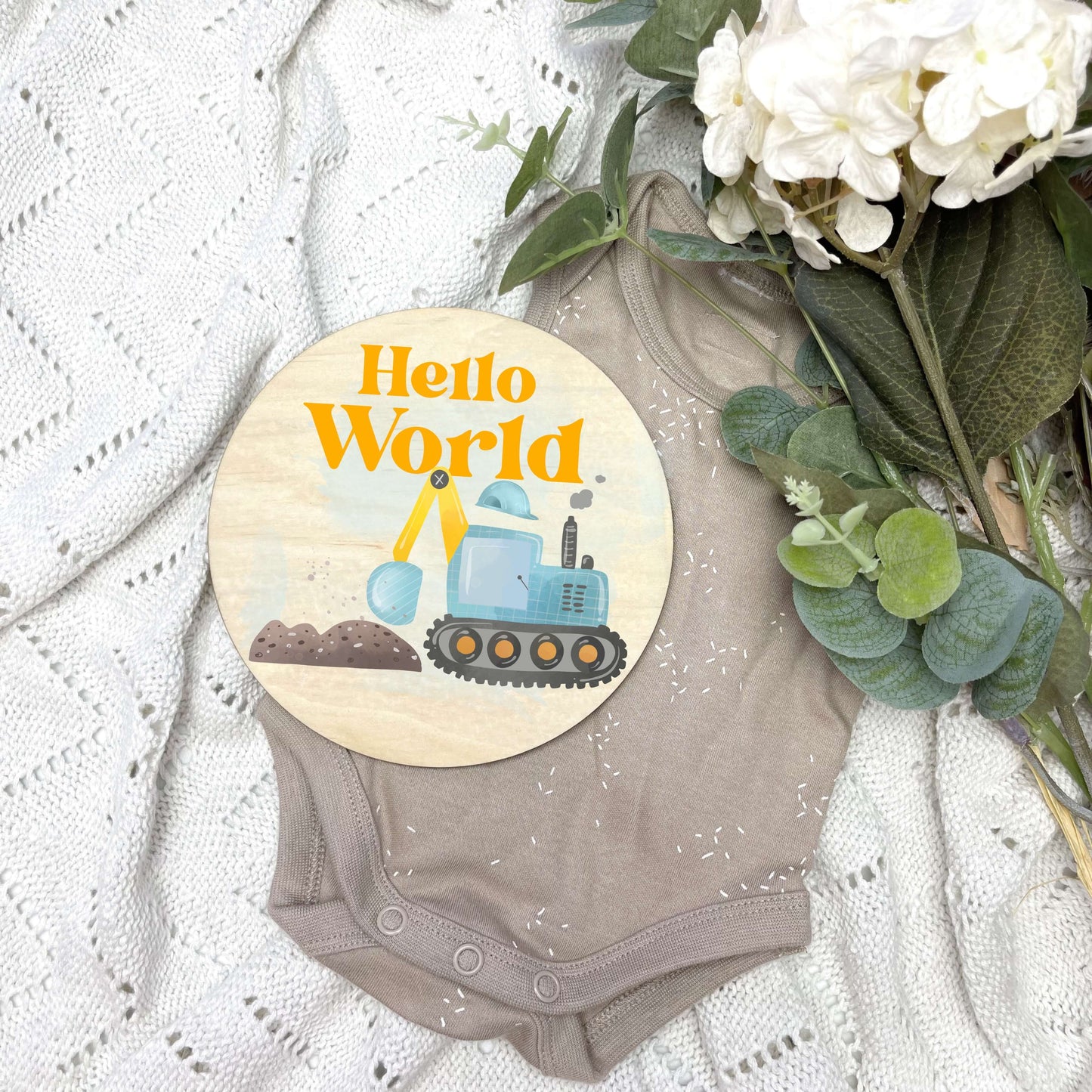 Construction newborn milestone discs, baby milestones, Construction nursery, crane theme, digger