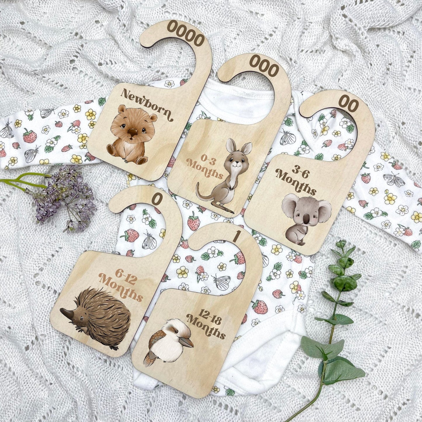 Nursery clothes dividers, baby clothing organiser, Aussie Animals, koala, kangaroo, kookaburra