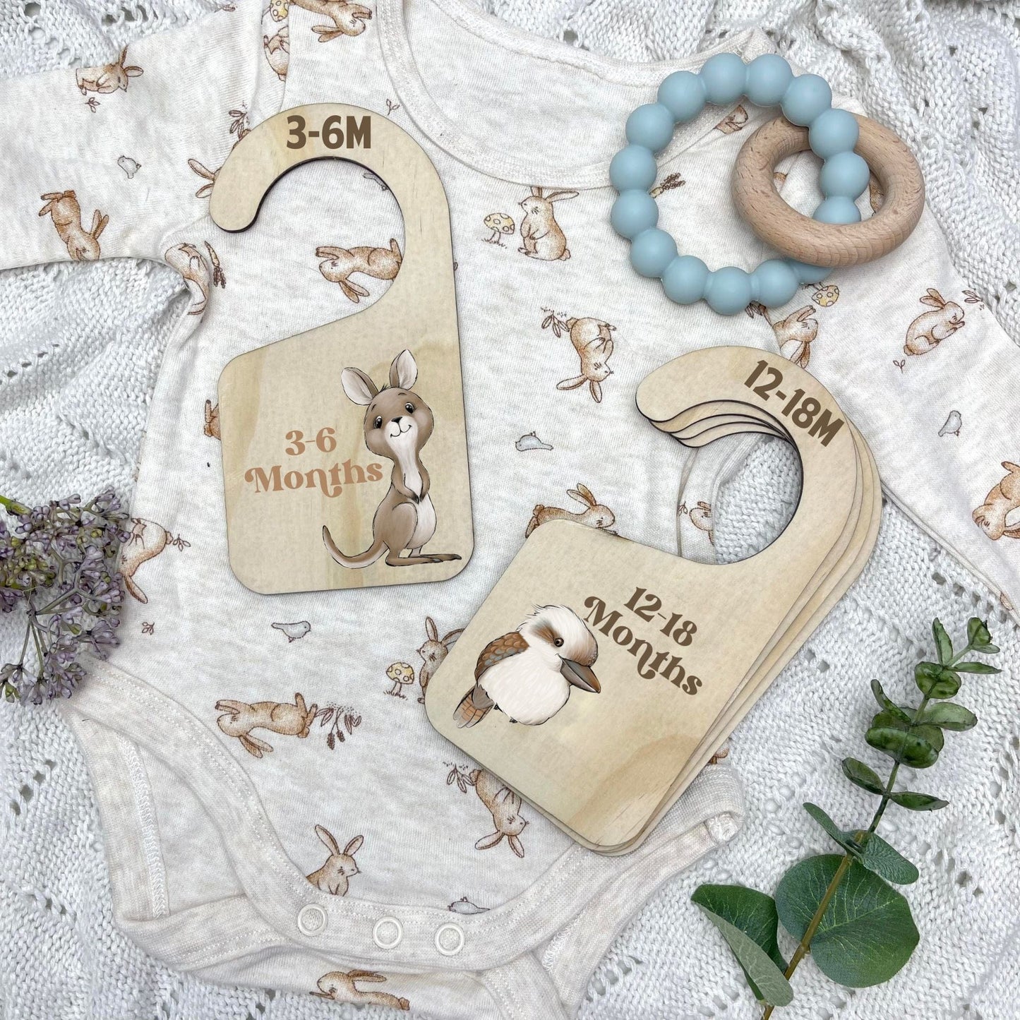 Nursery clothes dividers, baby clothing organiser, Aussie Animals, koala, kangaroo, kookaburra