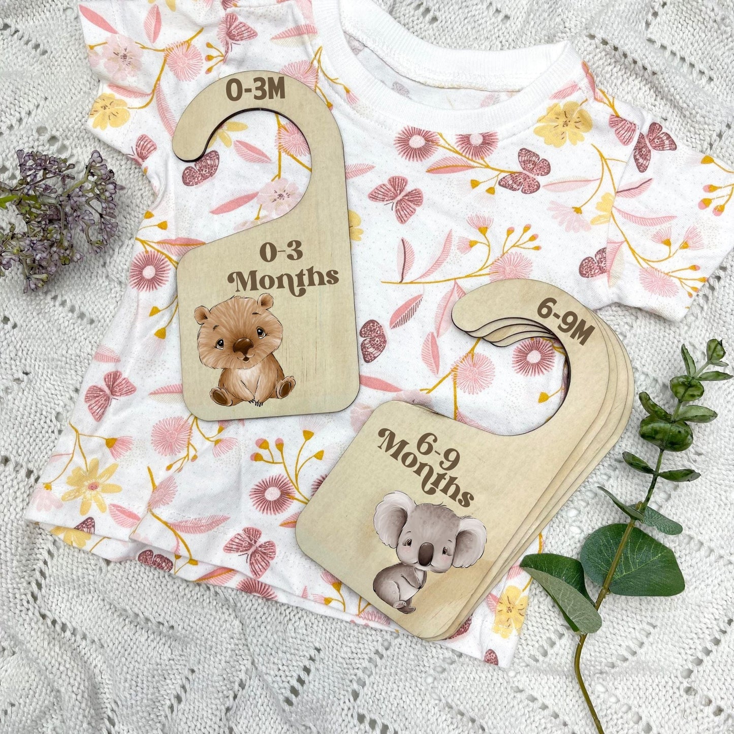 Nursery clothes dividers, baby clothing organiser, Aussie Animals, koala, kangaroo, kookaburra