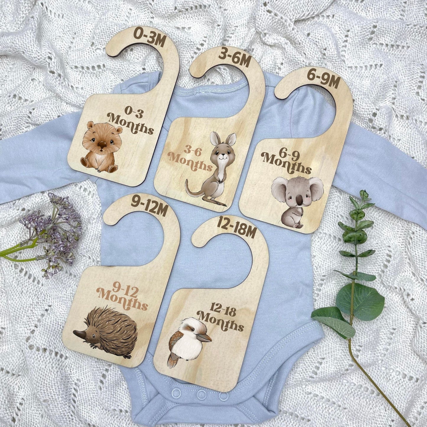Nursery clothes dividers, baby clothing organiser, Aussie Animals, koala, kangaroo, kookaburra