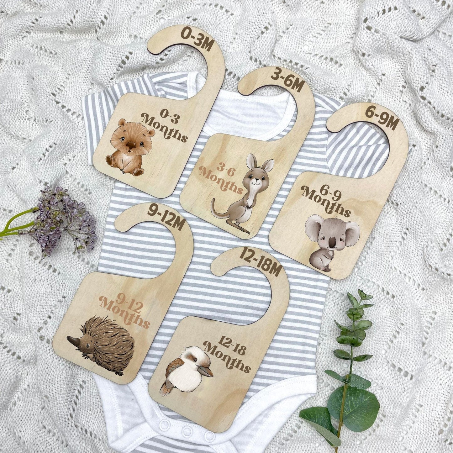 Nursery clothes dividers, baby clothing organiser, Aussie Animals, koala, kangaroo, kookaburra