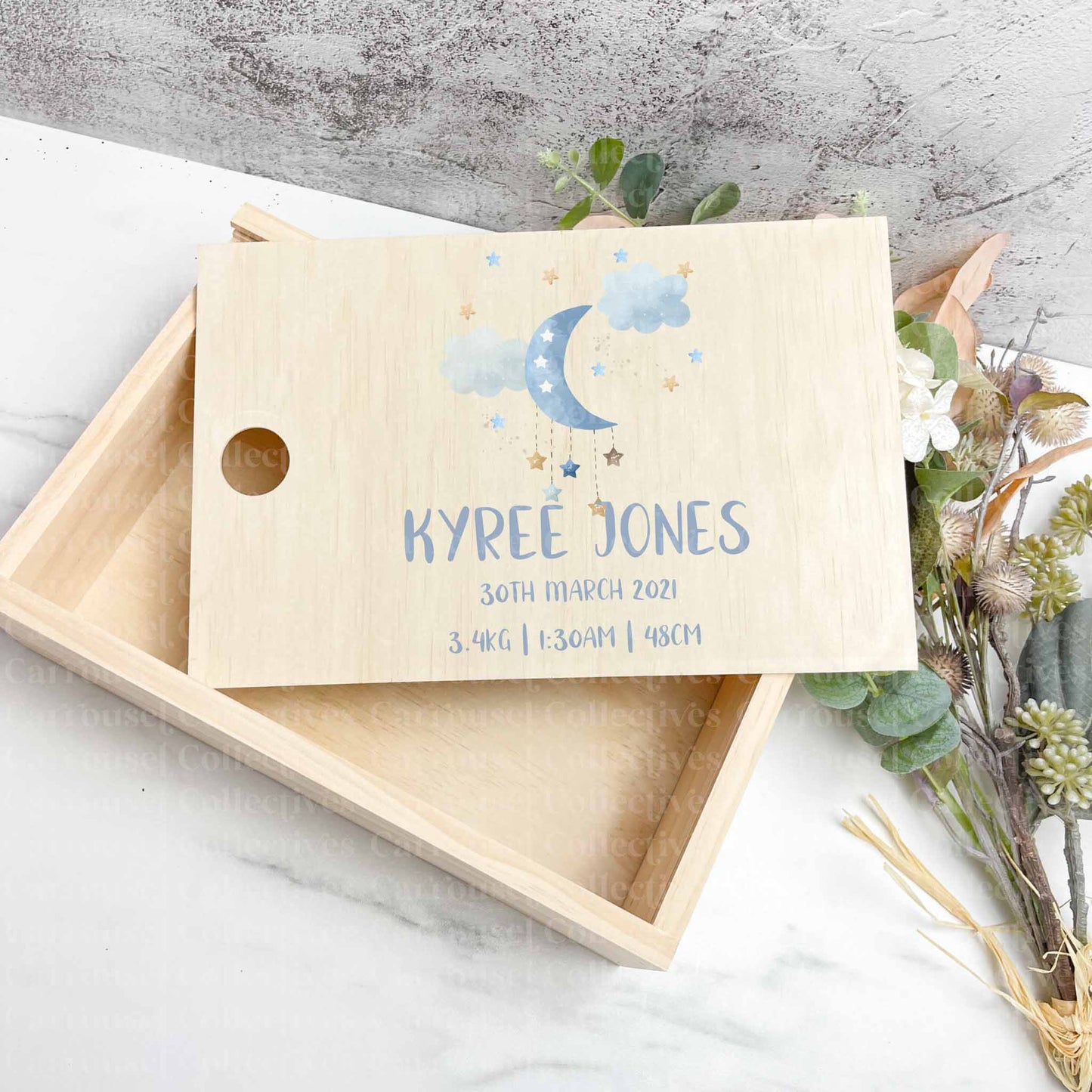 Moon and clouds baby keepsake boxes - Memories box