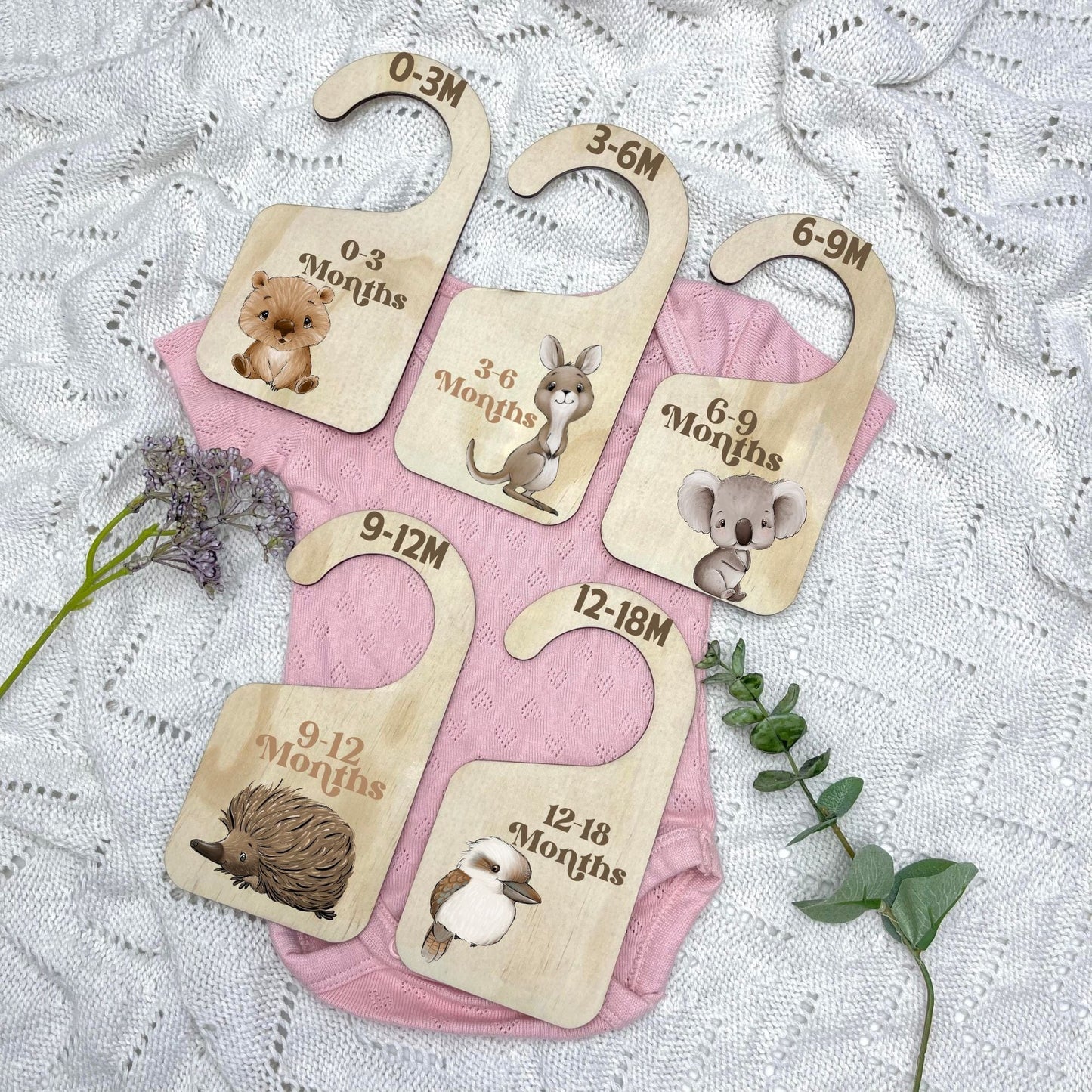 Nursery clothes dividers, baby clothing organiser, Aussie Animals, koala, kangaroo, kookaburra