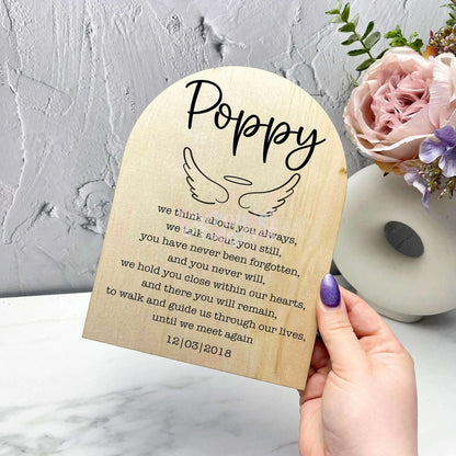 Poppy memorial grief sign, memorial quote sign, heaven quote sign, grief sign s29