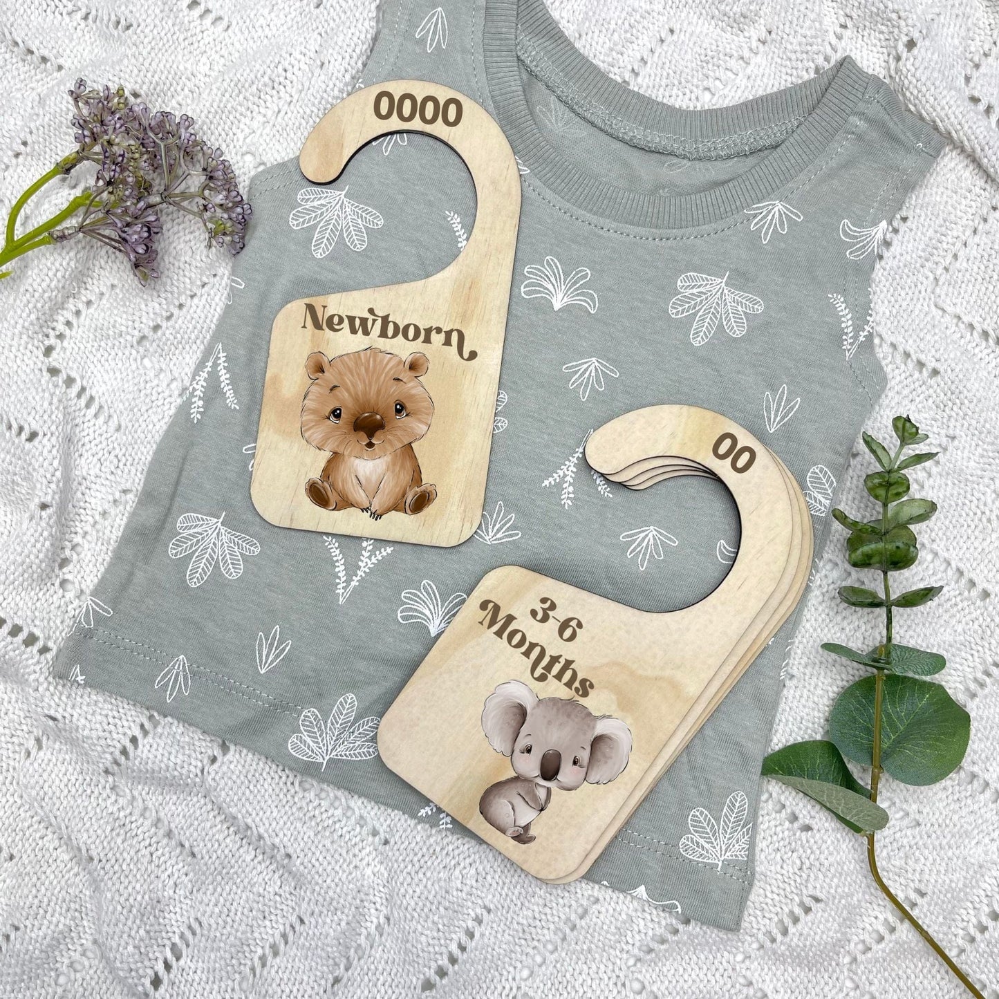 Nursery clothes dividers, baby clothing organiser, Aussie Animals, koala, kangaroo, kookaburra
