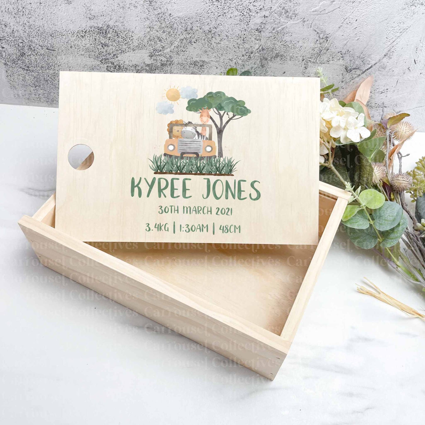 Safari themed baby keepsake boxes, jungle theme, Safari Theme