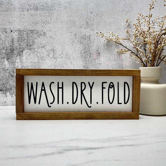 Wash dry fold sign, Framed laundry wood sign, laundry decor, home decor