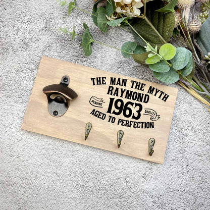 Personalised 60th Birthday beer sign, 1963 beer sign gift, 1964 birthday, 60th celebration, bottle opener sign