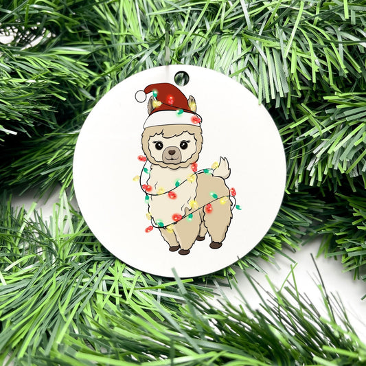 Merry Llama bauble, christmas ornament, christmas bauble, family ornament