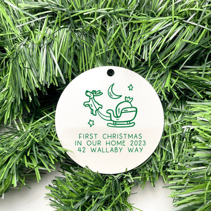 Personalised first Christmas in new home bauble, Housewarming Ornament, Cozy Home Decoration, new home bauble, holiday decor, christmas tree