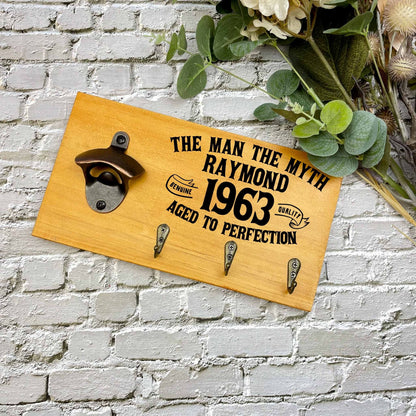 Personalised 60th Birthday beer sign, 1963 beer sign gift, 1964 birthday, 60th celebration, bottle opener sign