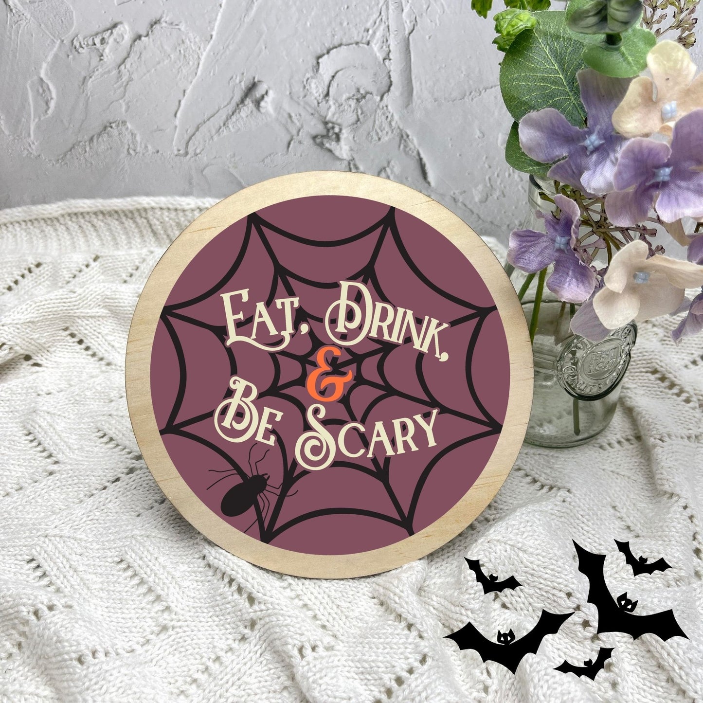 Eat drink and be scary sign, Halloween Decor, Spooky Vibes, hocus pocus sign, trick or treat decor, haunted house h39