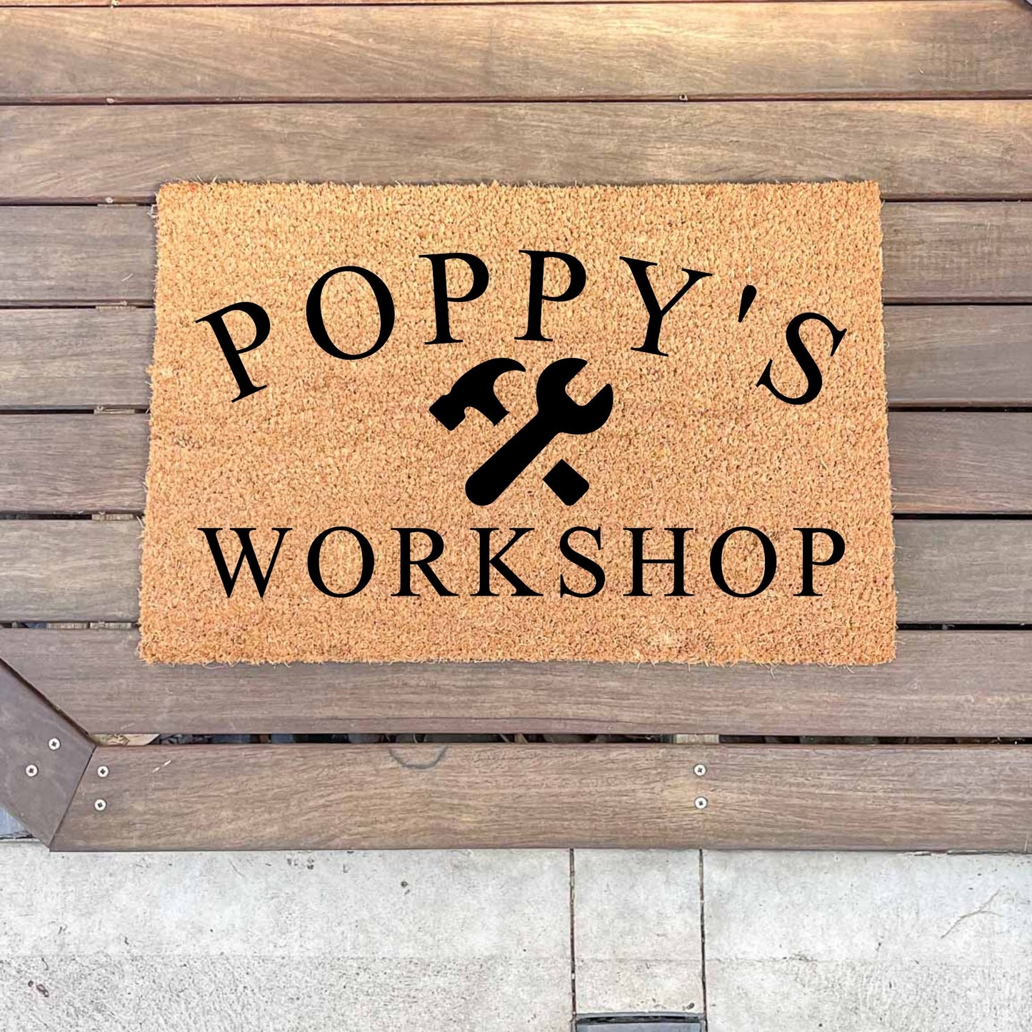 Poppy's Workshop doormat, fathers day gift, gifts for him, birthday gift, dad doormat, grandpa doormat