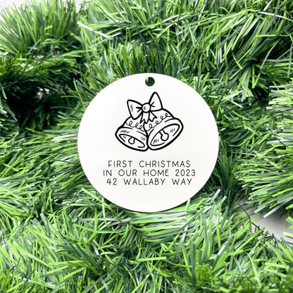 Personalised first Christmas in new home bauble, Housewarming Ornament, Cozy Home Decoration, new home bauble, holiday decor, christmas tree