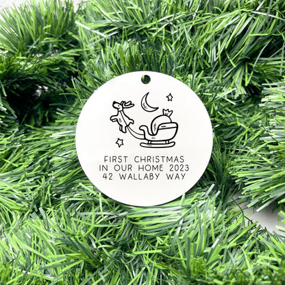 Personalised first Christmas in new home bauble, Housewarming Ornament, Cozy Home Decoration, new home bauble, holiday decor, christmas tree