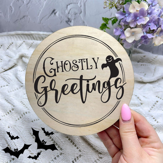 Ghostly Greetings sign, Halloween Decor, Spooky Vibes, hocus pocus sign, trick or treat decor, haunted house h14