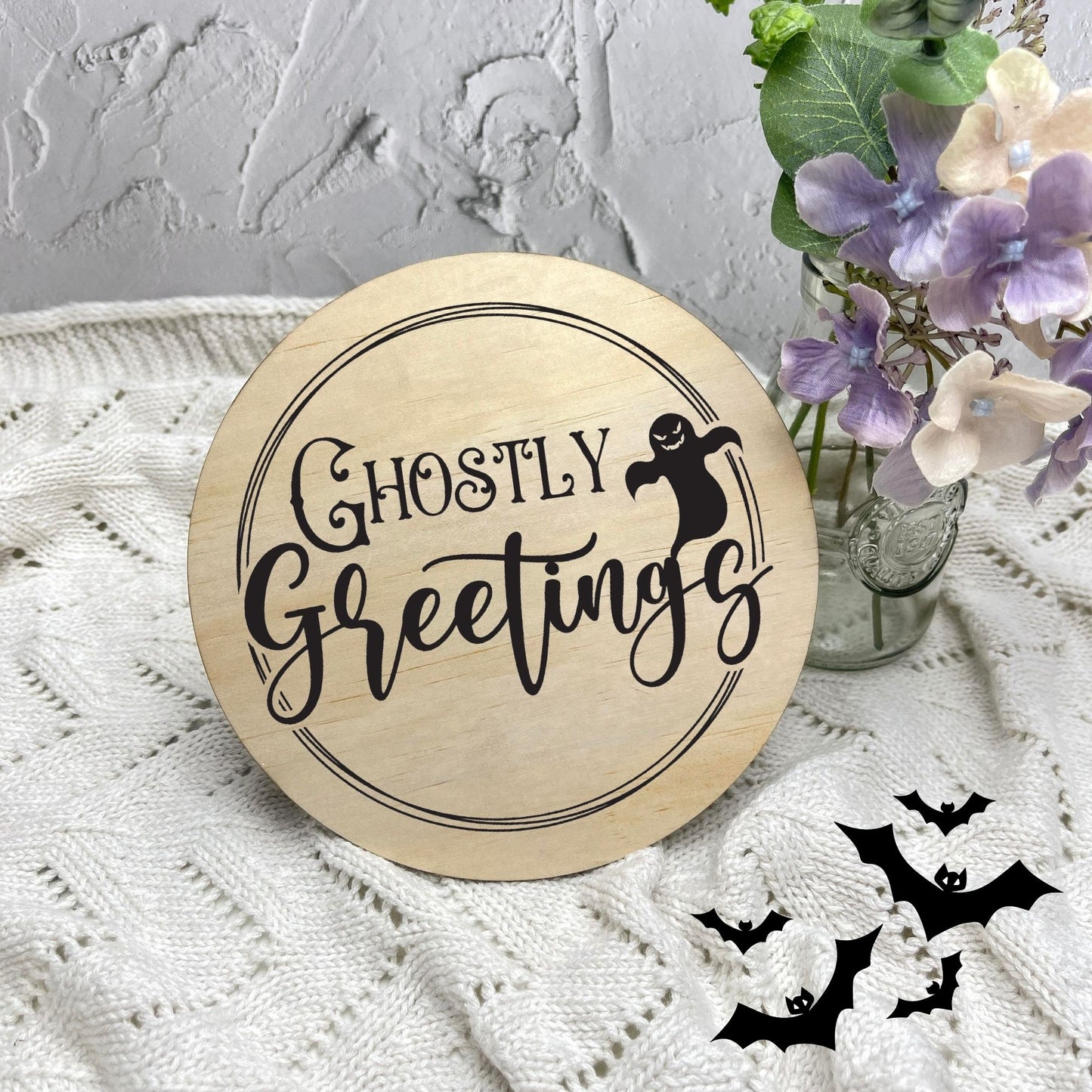 Ghostly Greetings sign, Halloween Decor, Spooky Vibes, hocus pocus sign, trick or treat decor, haunted house h14