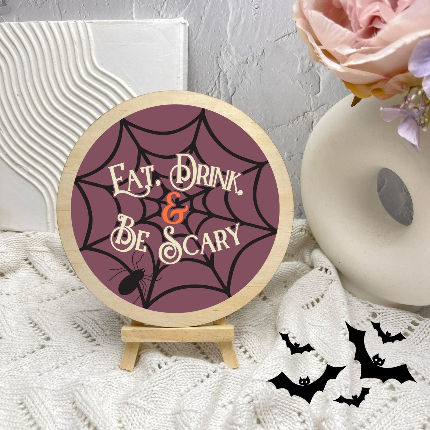 Eat drink and be scary sign, Halloween Decor, Spooky Vibes, hocus pocus sign, trick or treat decor, haunted house h39