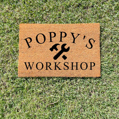 Poppy's Workshop doormat, fathers day gift, gifts for him, birthday gift, dad doormat, grandpa doormat