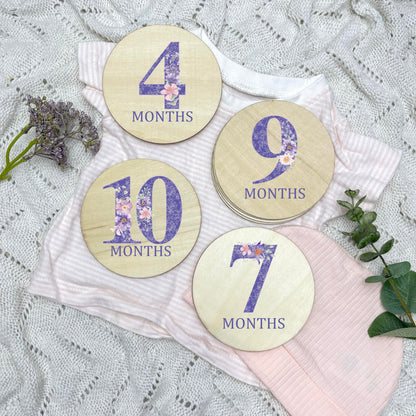 Floral milestone cards, baby milestone discs, boho nursery, aesthetic nursery, beige nursery