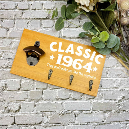 Classic 60th Birthday beer sign, 1963 beer sign gift, 1964 birthday, 60th celebration, bottle opener sign