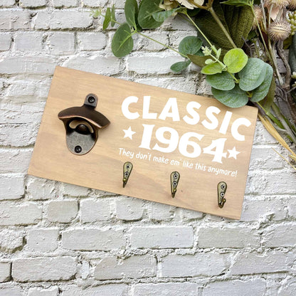 Classic 60th Birthday beer sign, 1963 beer sign gift, 1964 birthday, 60th celebration, bottle opener sign