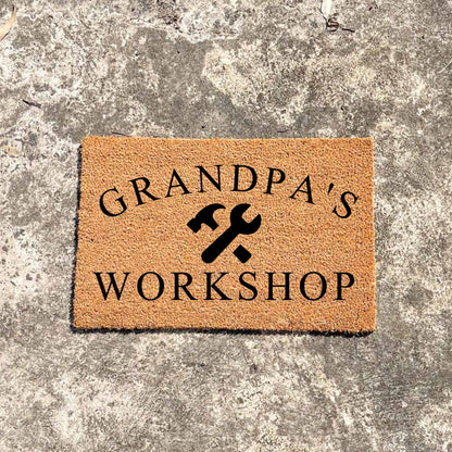 Grandpa's Workshop doormat, fathers day gift, gifts for him, birthday gift, dad doormat, grandpa doormat