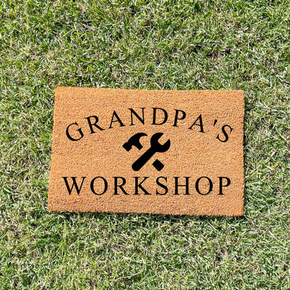 Grandpa's Workshop doormat, fathers day gift, gifts for him, birthday gift, dad doormat, grandpa doormat