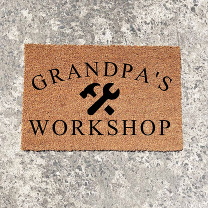 Grandpa's Workshop doormat, fathers day gift, gifts for him, birthday gift, dad doormat, grandpa doormat