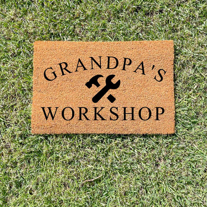 Grandpa's Workshop doormat, fathers day gift, gifts for him, birthday gift, dad doormat, grandpa doormat