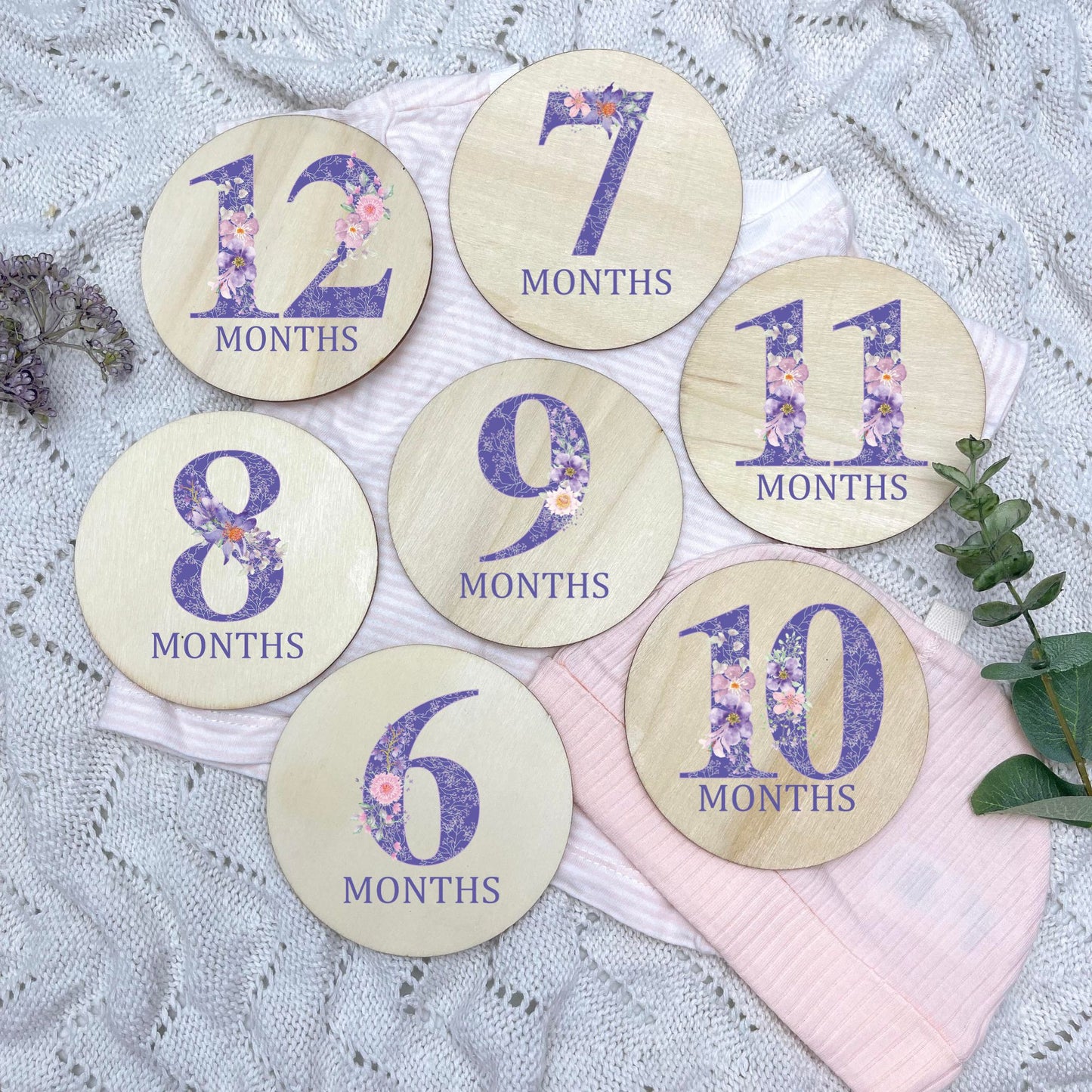 Floral milestone cards, baby milestone discs, boho nursery, aesthetic nursery, beige nursery