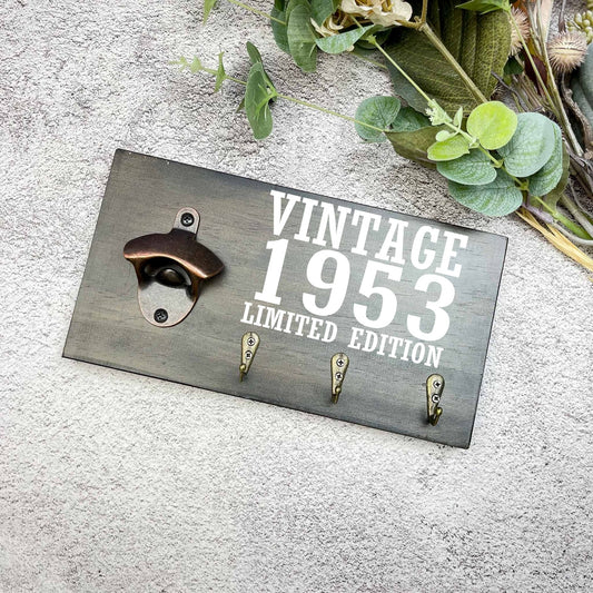 Vintage 70th Birthday beer sign, 1953 beer sign gift, 1954 birthday, 70th celebration, bottle opener sign