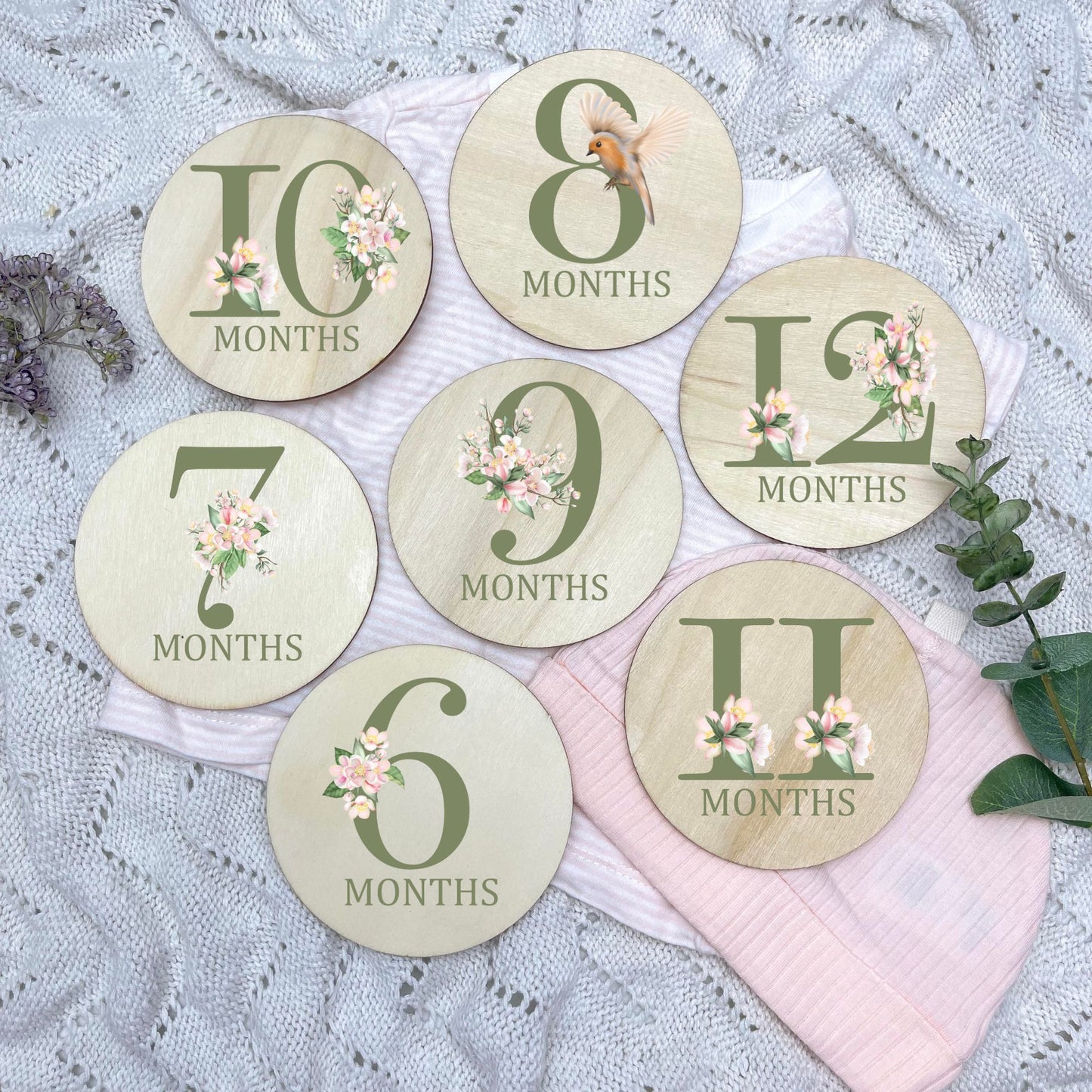 Floral milestone cards, baby milestone discs, boho nursery, aesthetic nursery, beige nursery