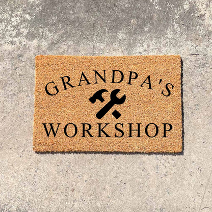 Grandpa's Workshop doormat, fathers day gift, gifts for him, birthday gift, dad doormat, grandpa doormat