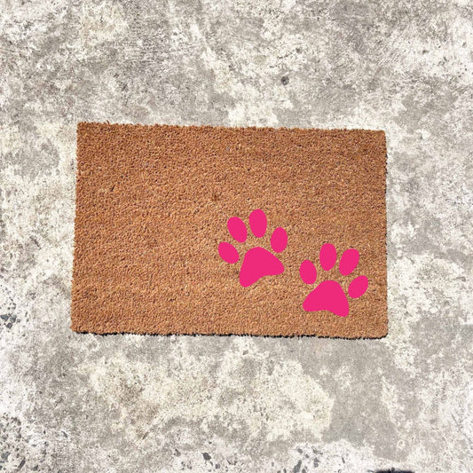 Pink paw prints doormat, cutesy doormat, custom doormat, personalised doormat