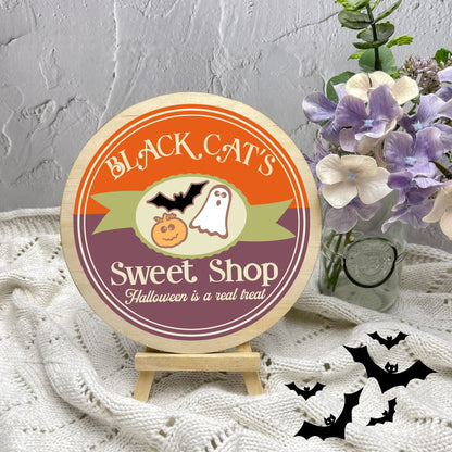 Black Cats Sweet Shop sign, Halloween Decor, Spooky Vibes, hocus pocus sign, trick or treat decor, haunted house h16