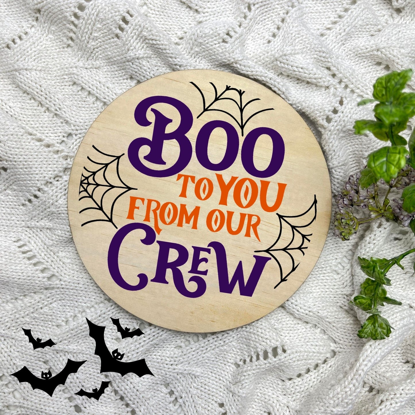 Boo to you from our crew sign, Halloween Decor, Spooky Vibes, hocus pocus sign, trick or treat decor, haunted house h41