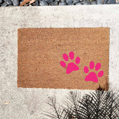 Pink paw prints doormat, cutesy doormat, custom doormat, personalised doormat